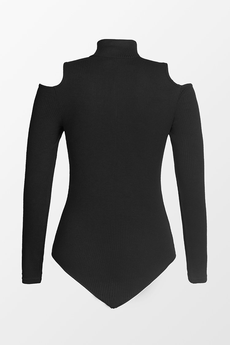 Tamia Zip-up Cold Shoulder Long Sleeve Bodysuit