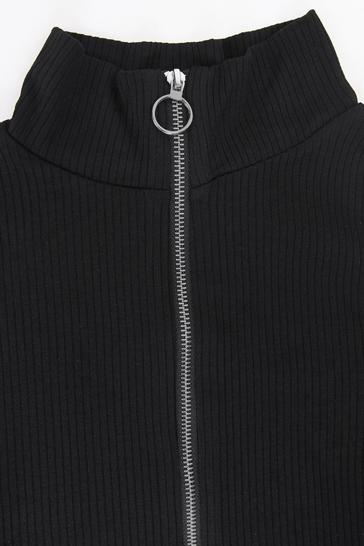 Tamia Zip-up Cold Shoulder Long Sleeve Bodysuit