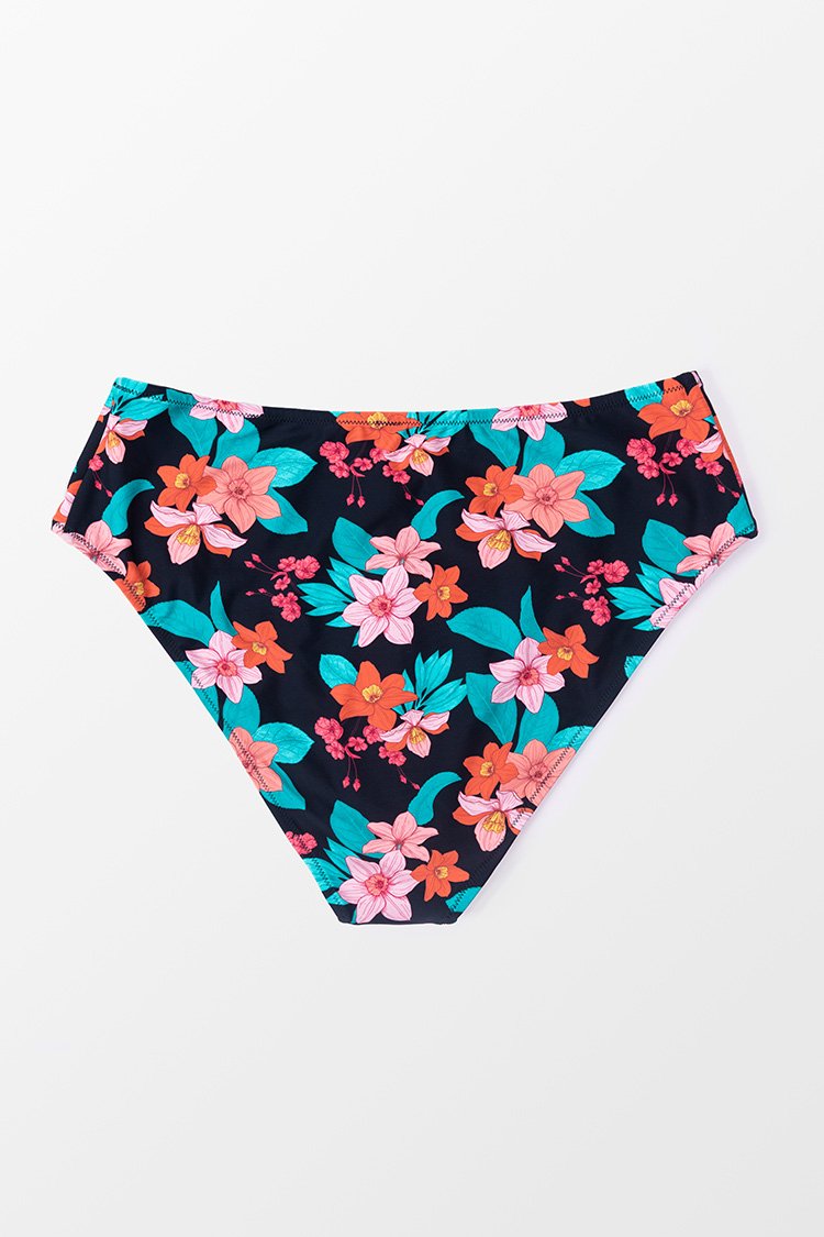 Cynthia Floral High Waisted Plus Size Bikini Bottom