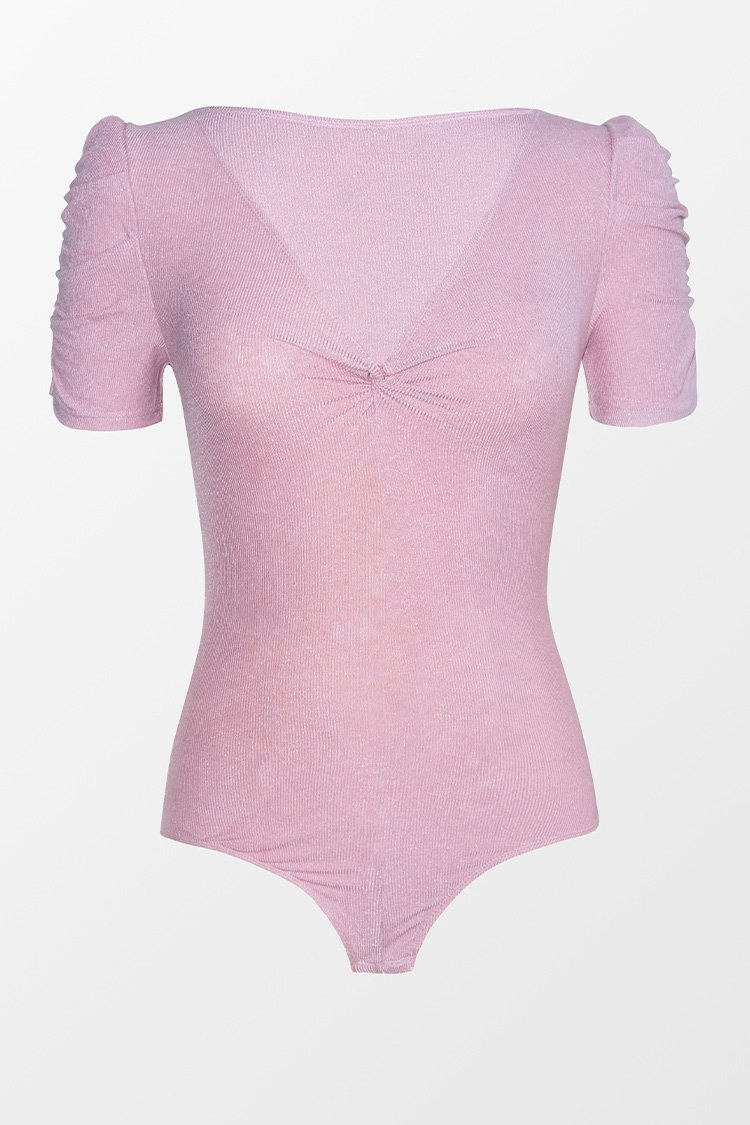 Anika Puffed Short Sleeve Ruched Bodysuit