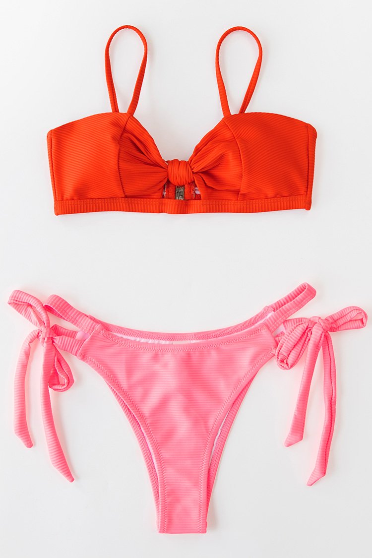 Summer Red Knotted Bikini Top
