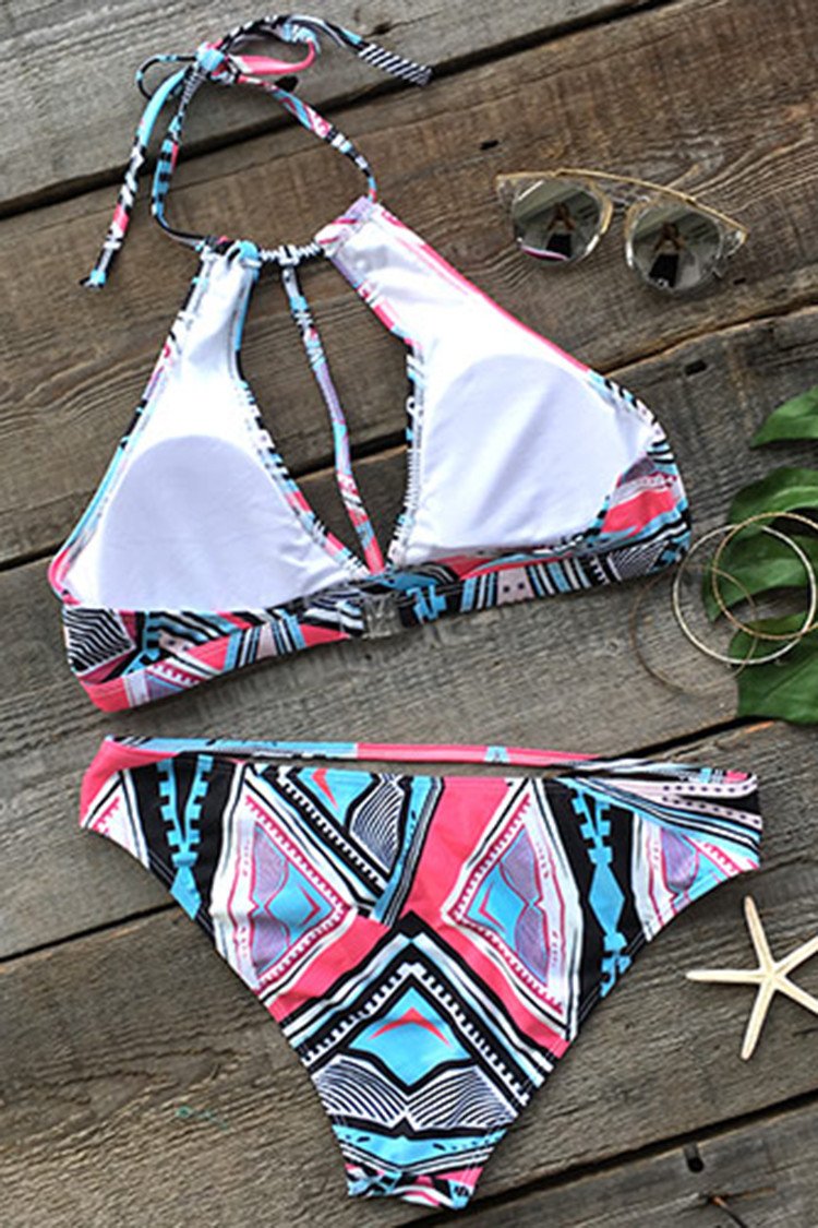 Abstract Printed Bikini and Pant Set