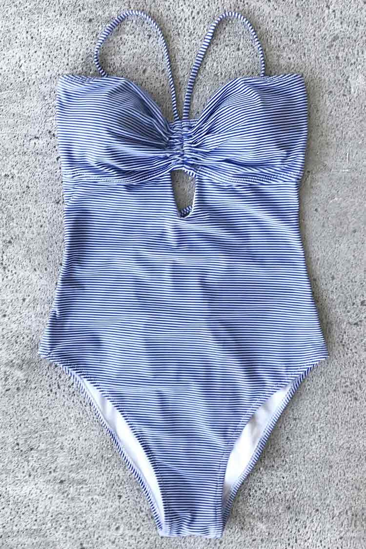 Crepe Of The Crop Lace Down One Piece Swimsuit