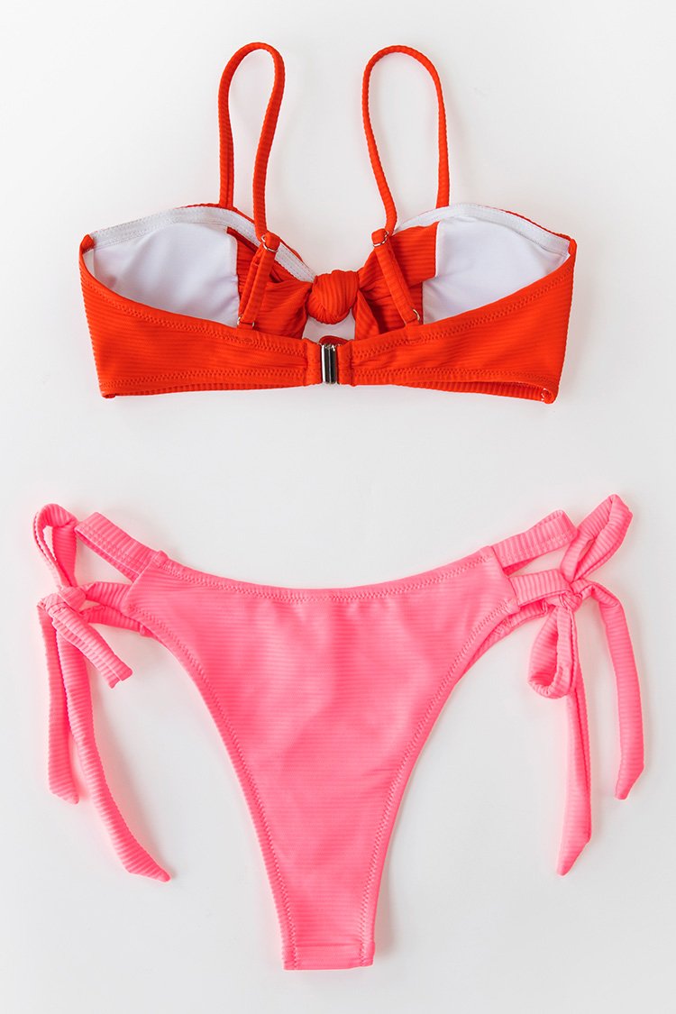 Summer Red Knotted Bikini Top