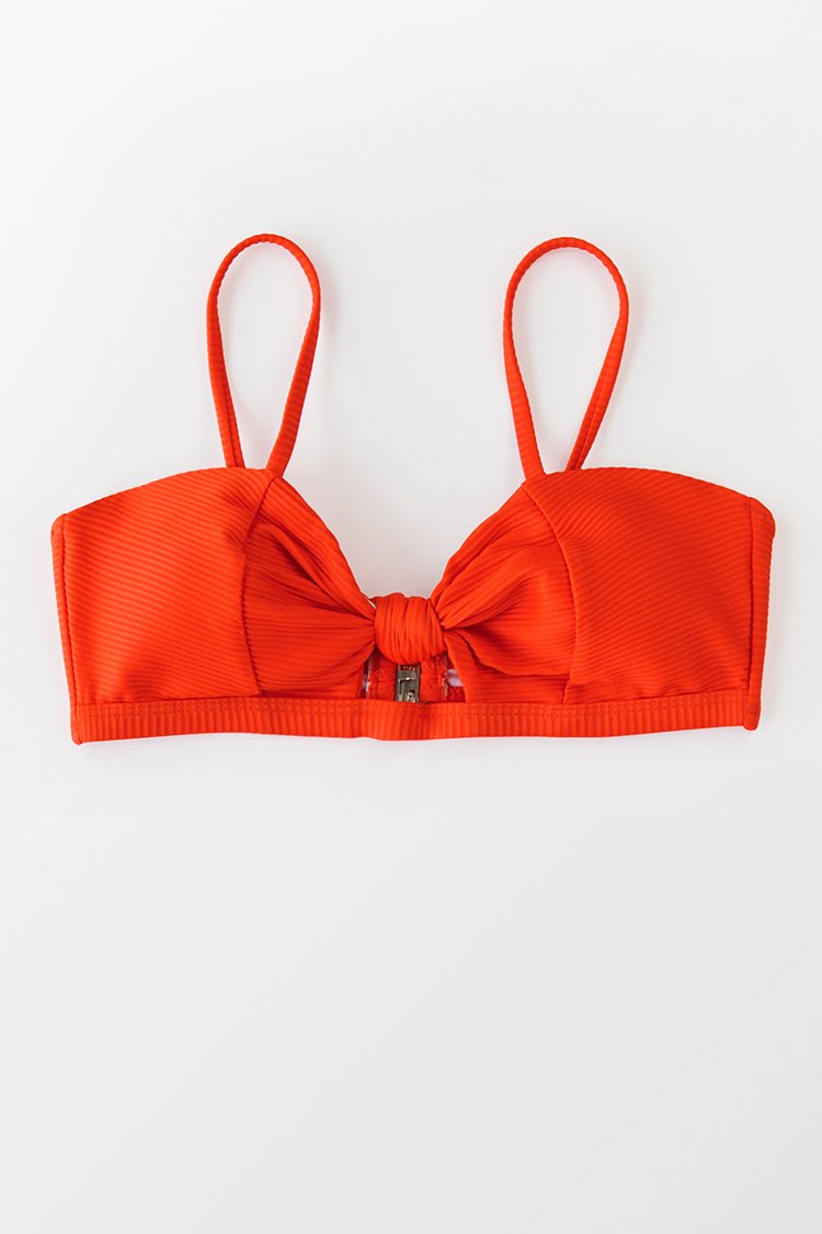 Summer Red Knotted Bikini Top