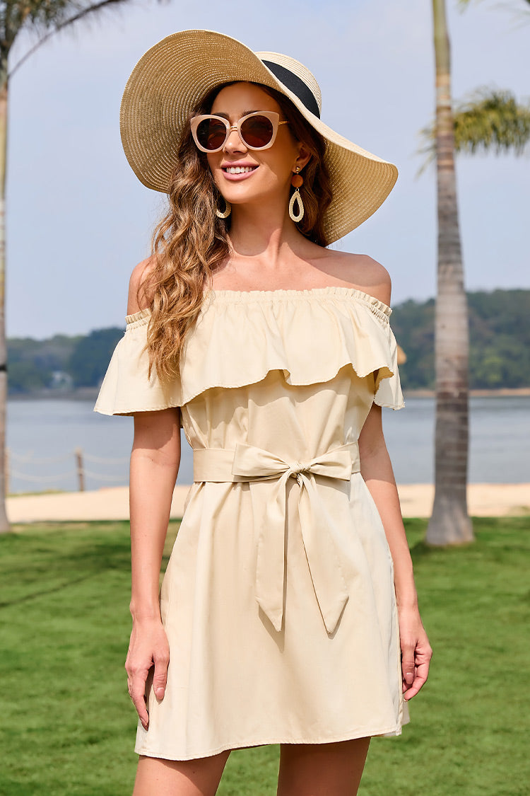 Marlene Ruffle Off Shoulder Tie Waist Dress