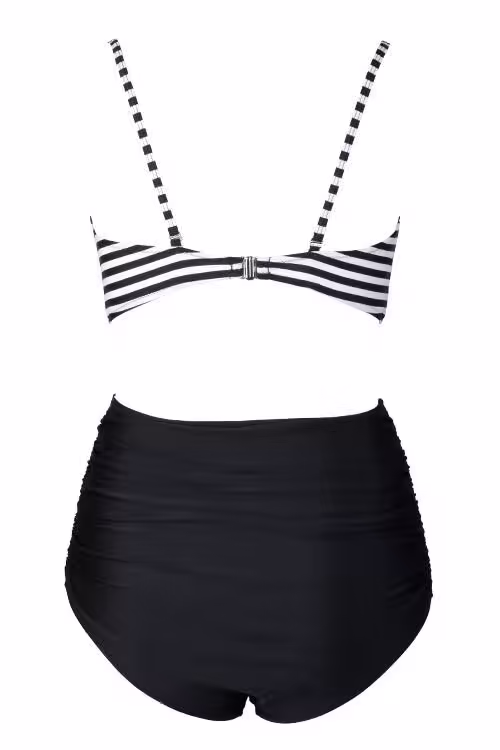 Bikini-Set mit High-Waist und Streifen-Muster