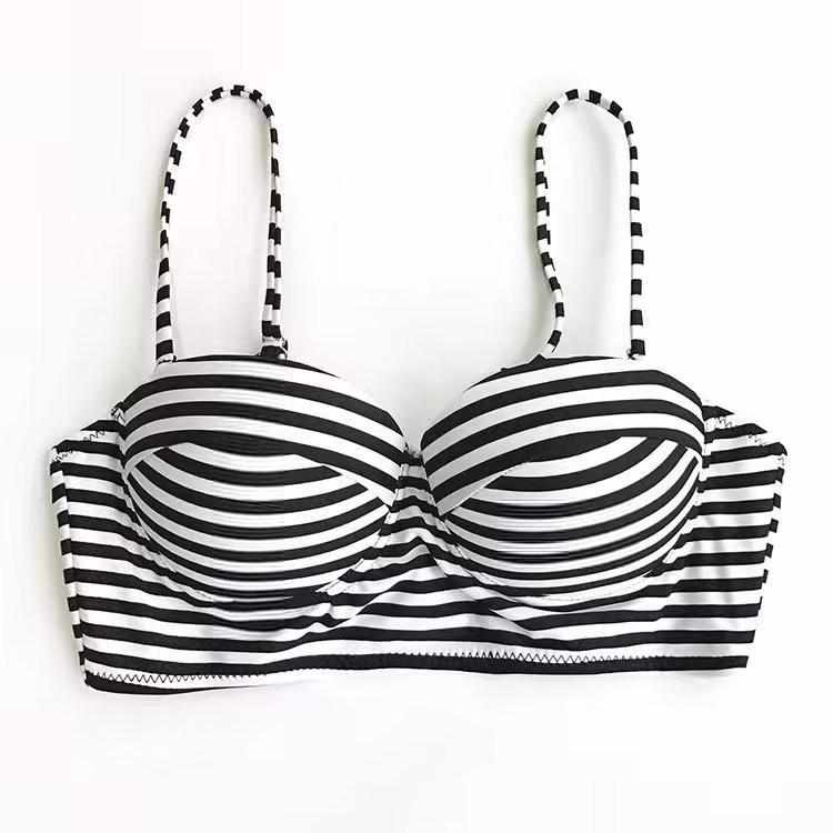 Bikini-Set mit High-Waist und Streifen-Muster