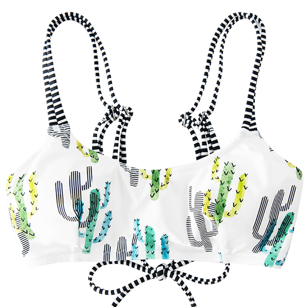 Cactus Lover Strappy Bikini Top