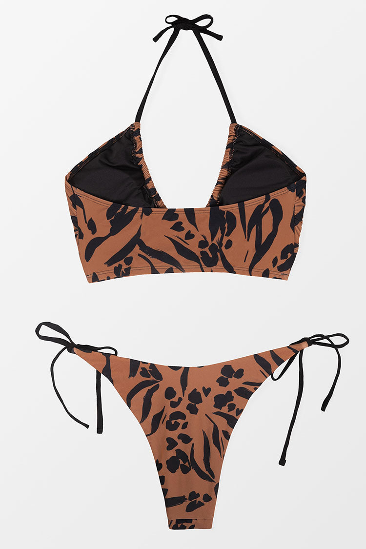Wild At Heart Tan & Black Halter Tie Side Bikini