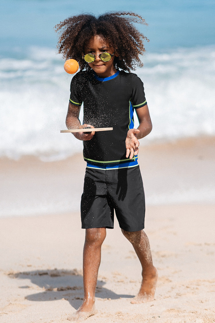 Block Party Boys’ Coloblock Black Swim Tee