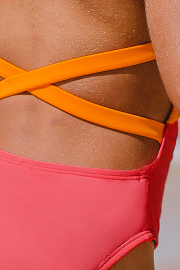 Santorini Solid Girls’ Cutout One Piece Swimsuit