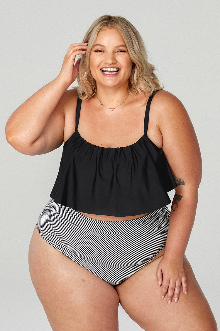 Ruffle Plus Size Bikini With High Waisted Bottom