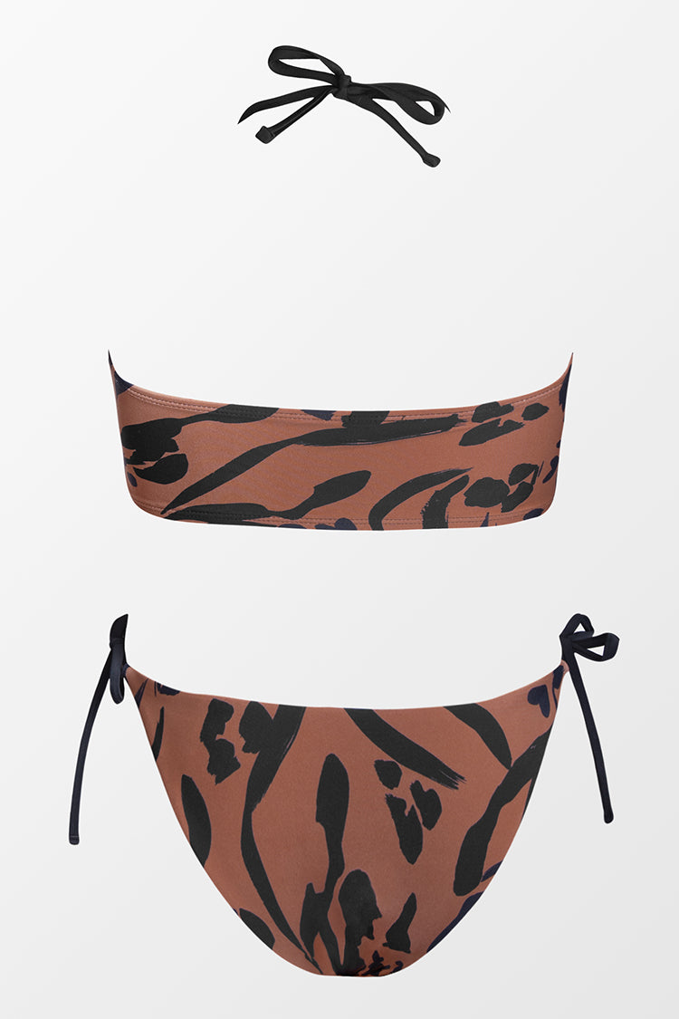 Wild At Heart Tan & Black Halter Tie Side Bikini