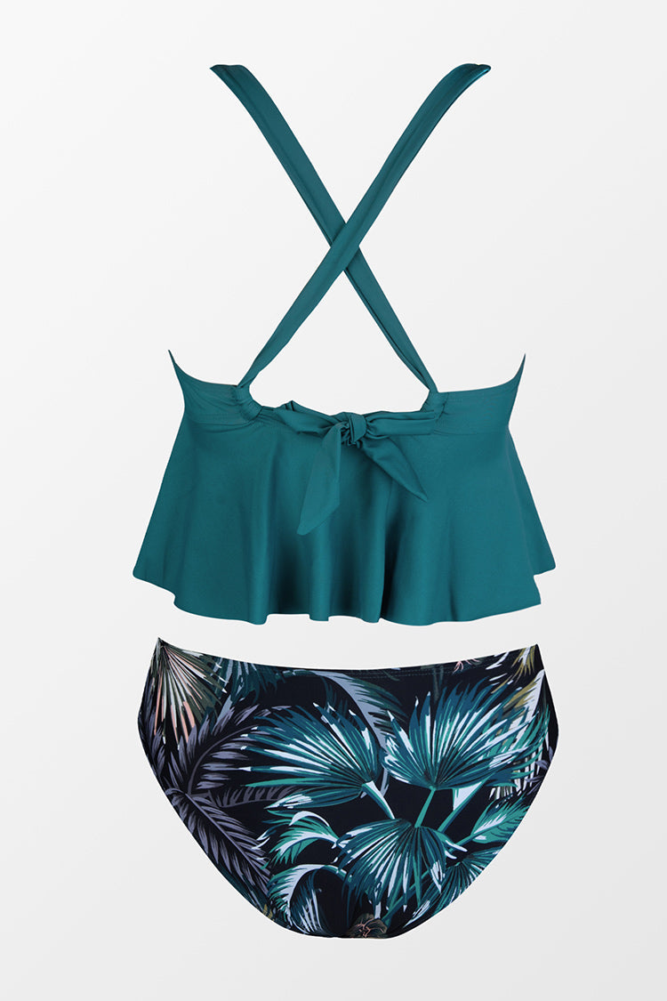 Grace Bay  Ruffled Tankini And High Waist Bikini Set