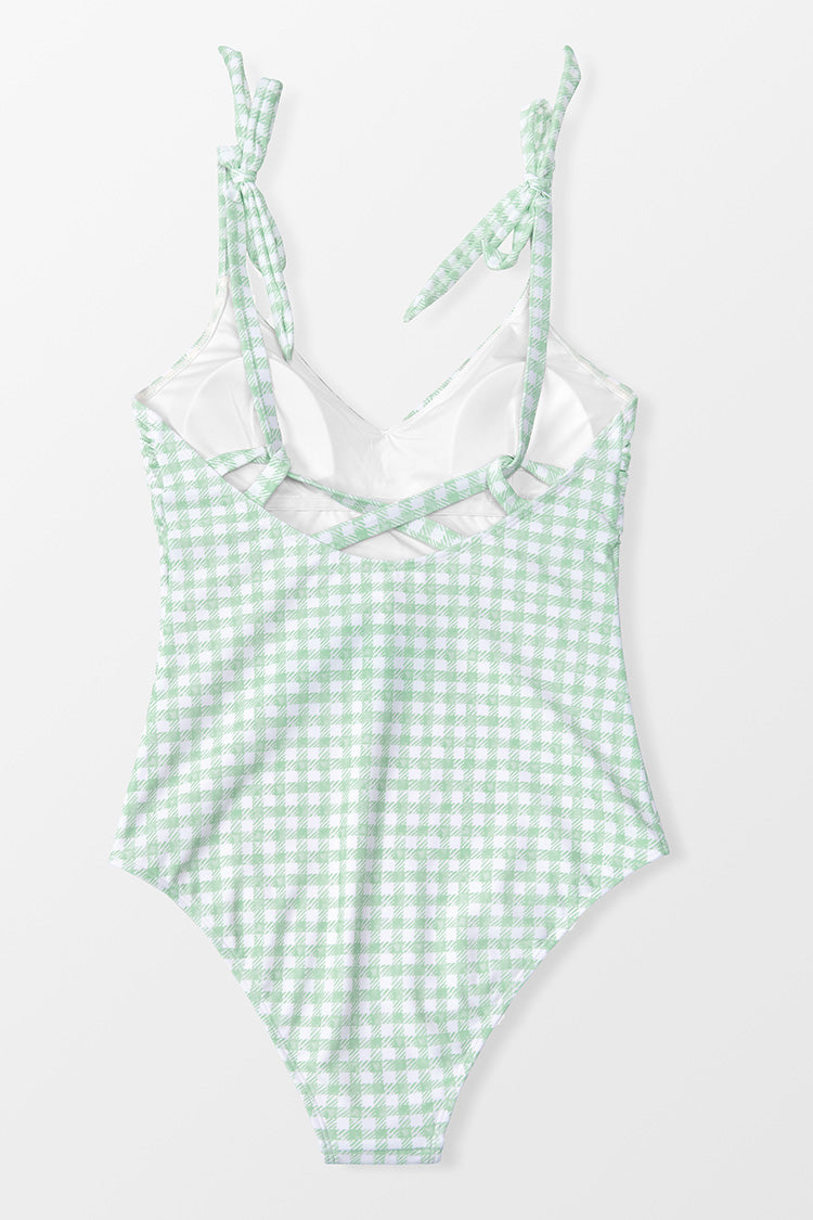 Karli Gingham Tie Shoulder One Piece Swimsuit