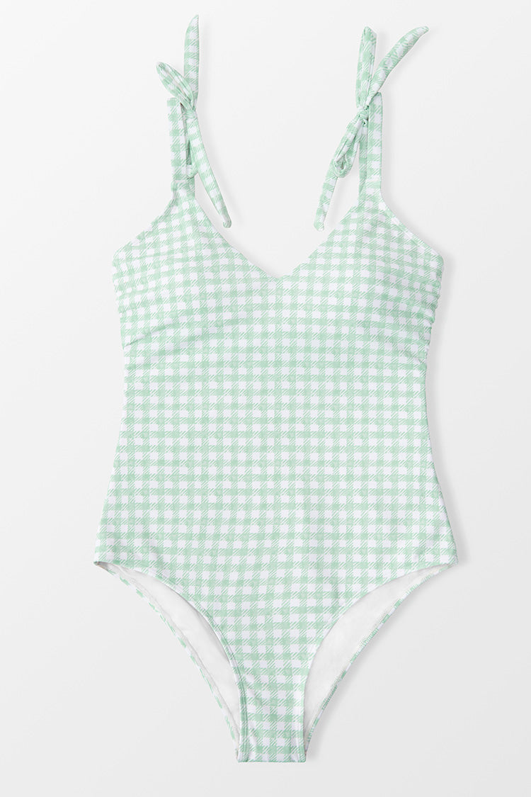 Karli Gingham Tie Shoulder One Piece Swimsuit