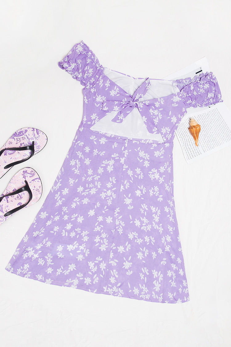 Katarina Ditsy Frill Bow Tie Cut Out Dress