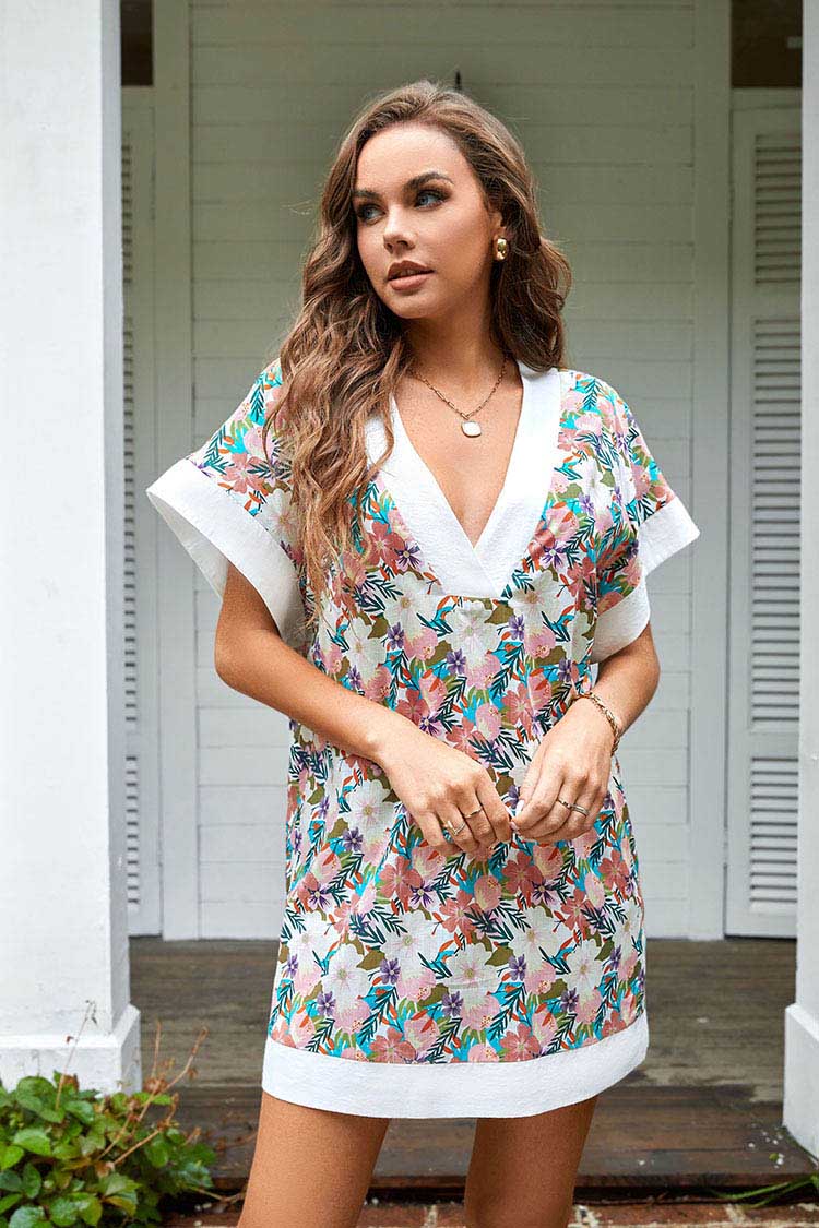 Delores Plunge Short Sleeve Tunic