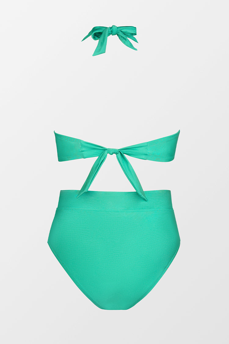 Street Art Halter Longline High Waist Tummy Control Plus Size Bikini