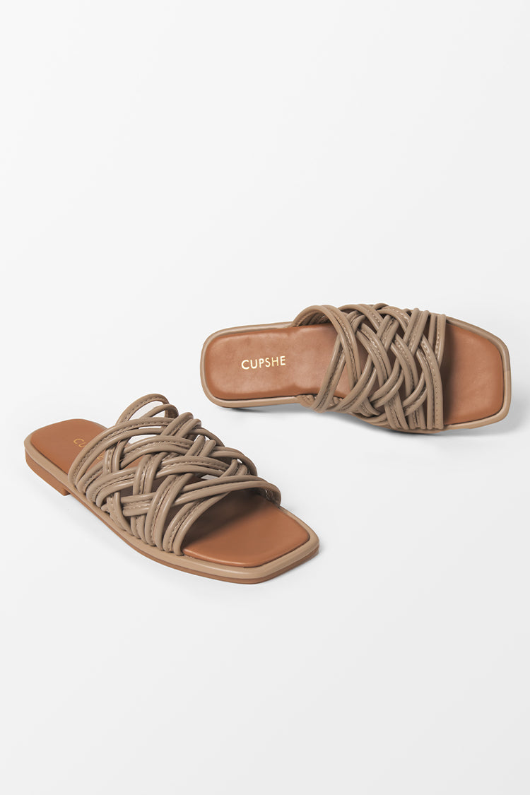 Love Language Square Toe Flat Sandals