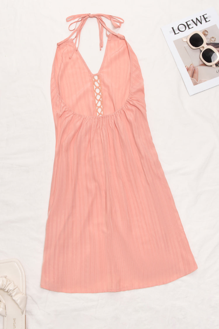 Yasmine Halter V-neck Backles Slip Cover-up Dress