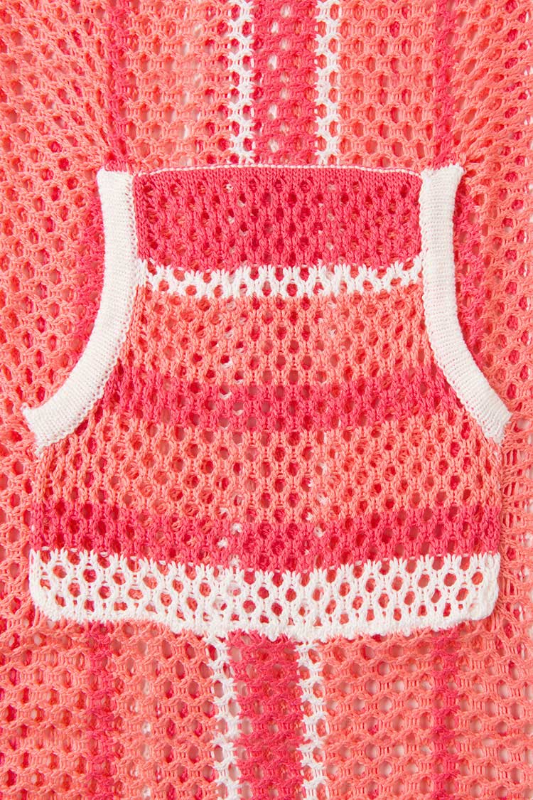 Fernandina Stripe Crochet V-neck Cover Up