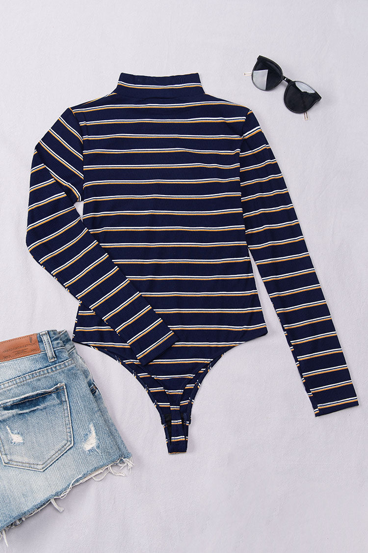 Gemma Striped High Neck Bodysuit