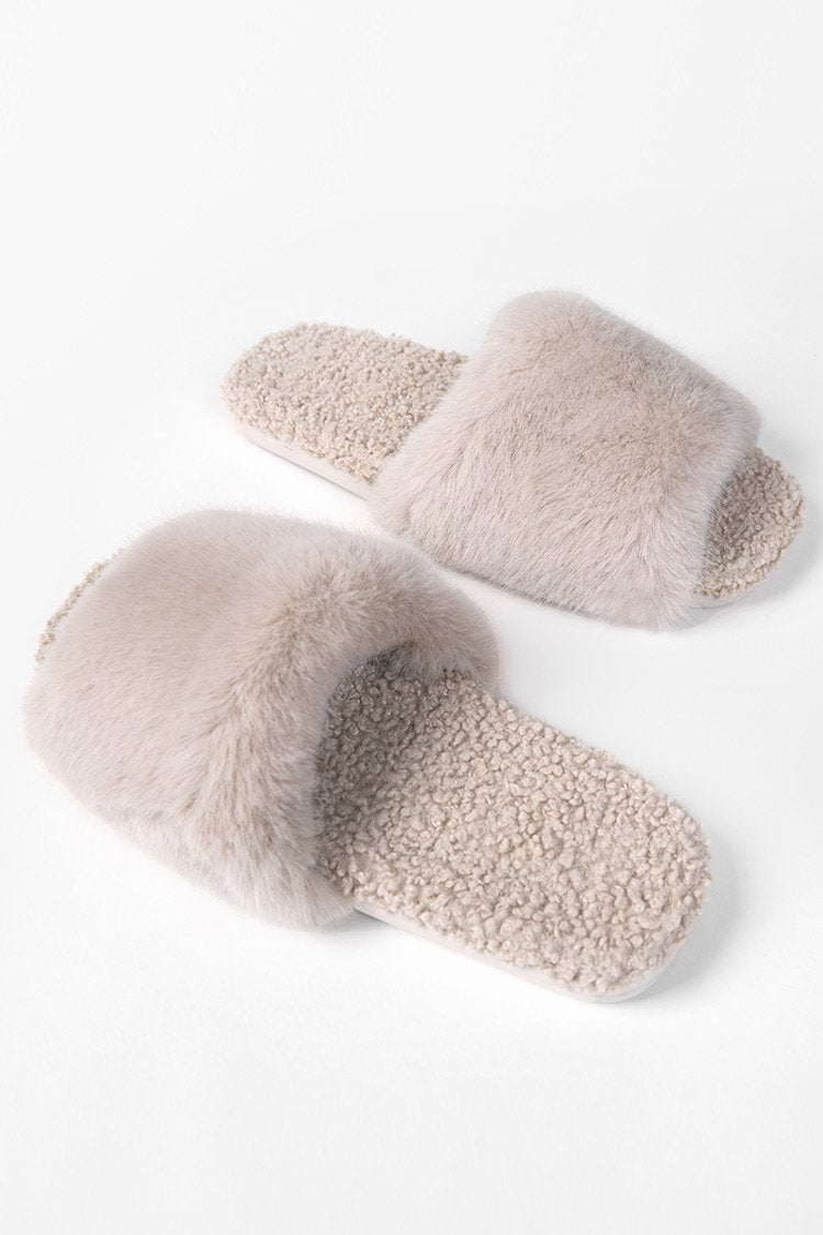 Ravenna Plush Faux Rabbit Fur Slippers