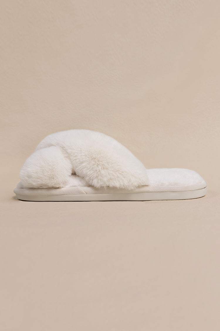 Karter White Cross Strap Slippers