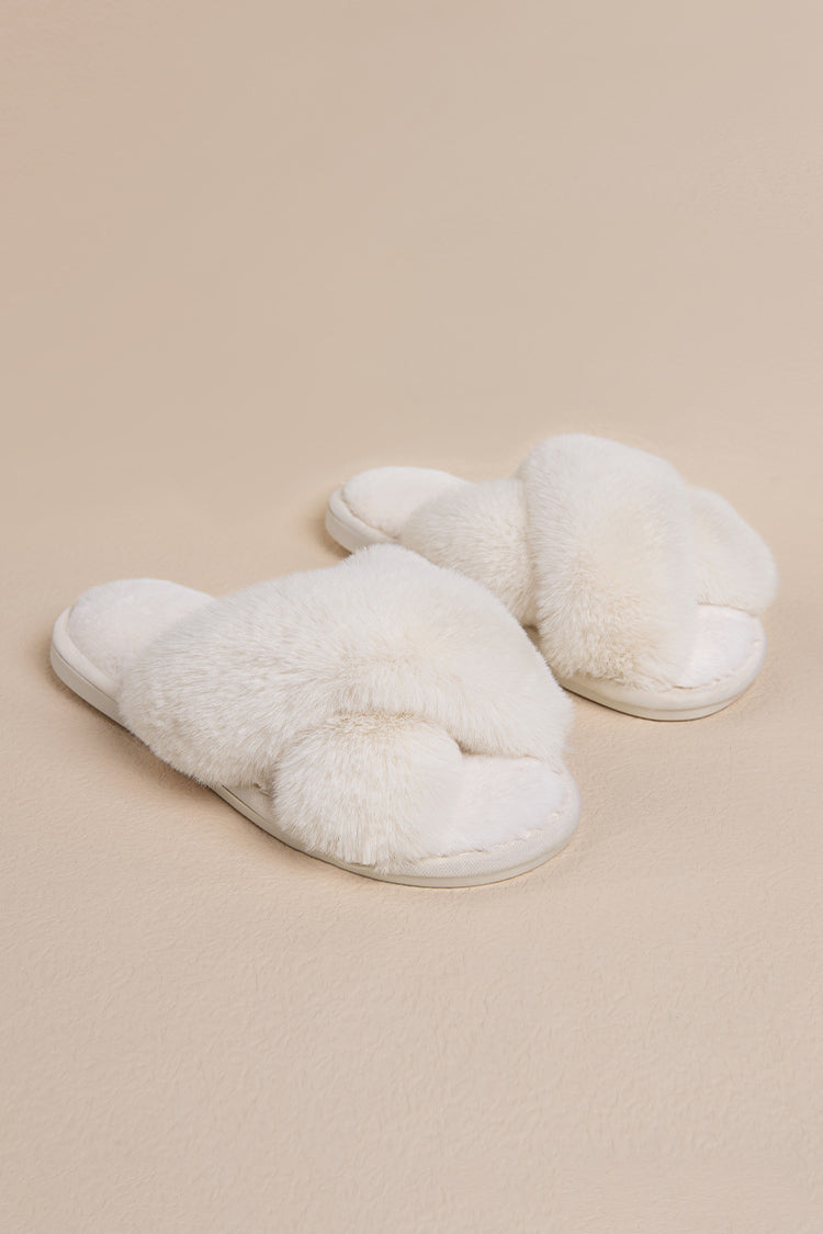 Karter White Cross Strap Slippers