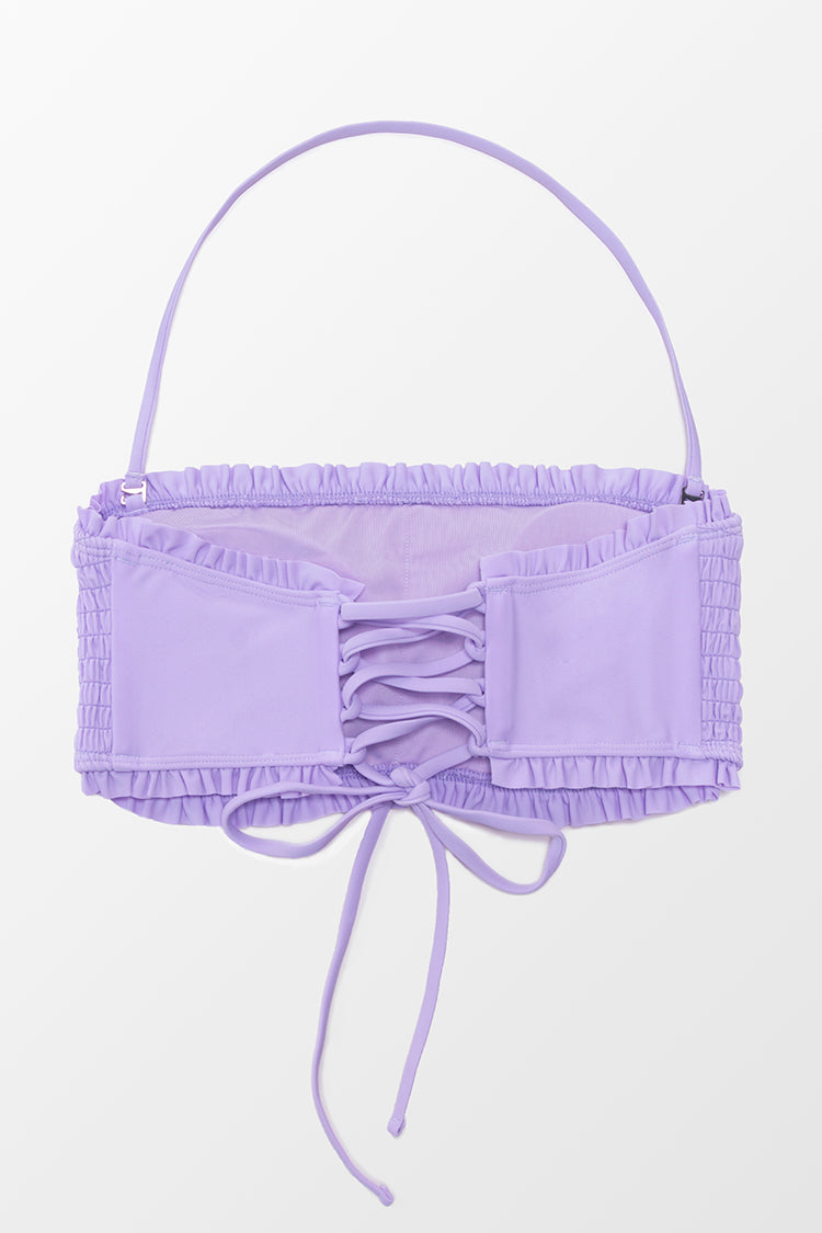 Allyssa Halter Smocked Frill Bikini Top