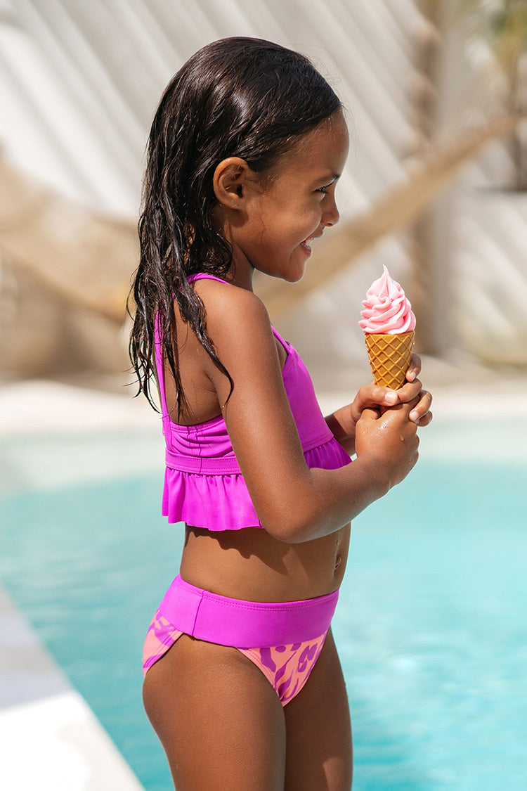 Conjunto de bikini Bandeau con volantes Hipster con pretina ancha