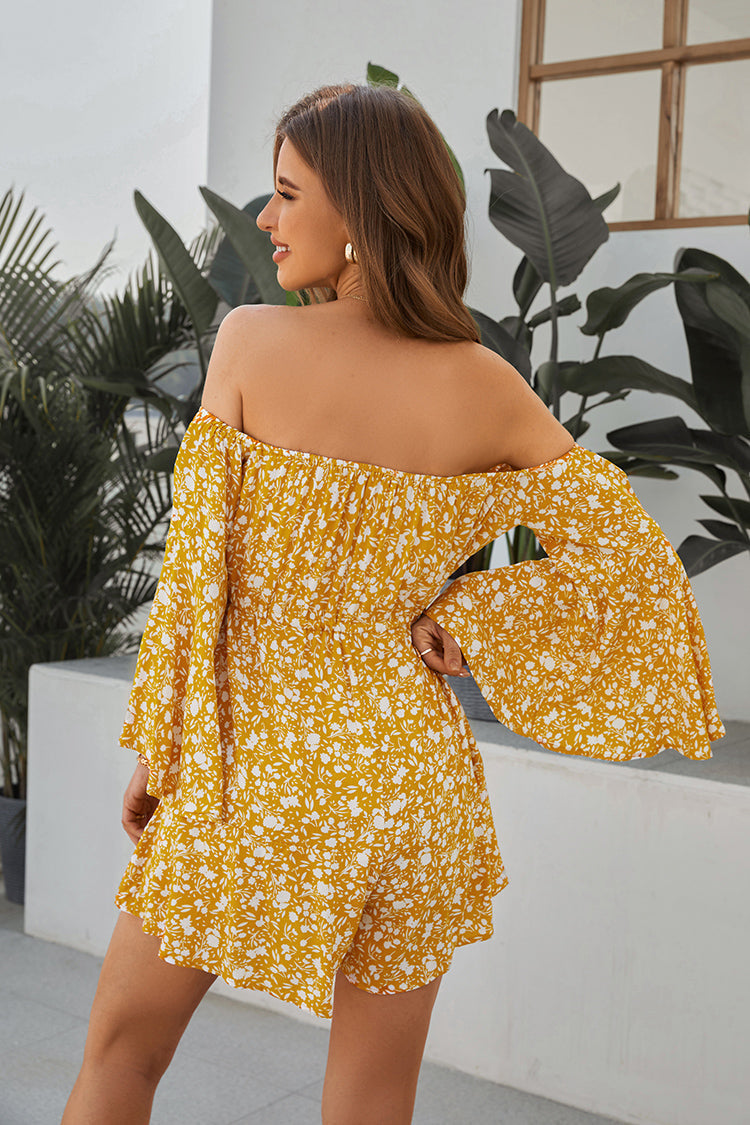 Gigi Off-shoulder Ruching Ditsy Playsuit