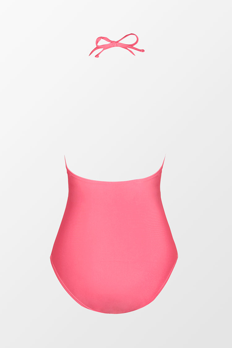 Vapor Wave Halter Tunneled Cutout One Piece Swimsuit
