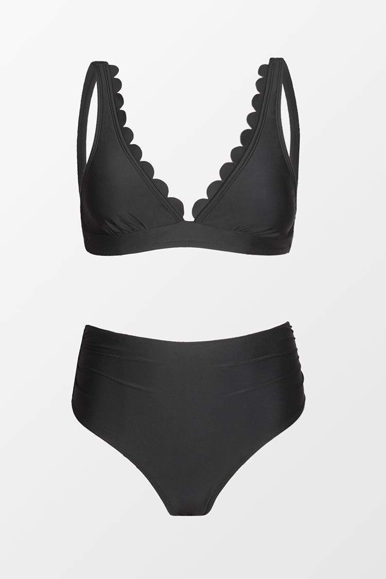 Encounter Under The Waves Banded Scalloped Bikini Set