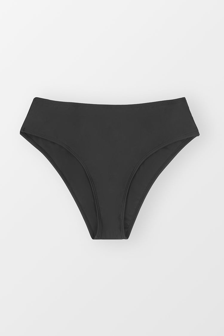 Schwarze Hipster Bikinihose mit klassischem Beinausschnitt und mittlerer Taille