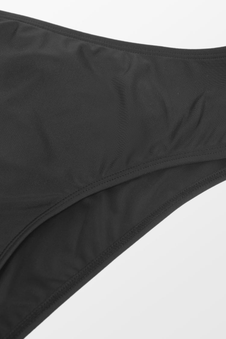 Schwarze Hipster Bikinihose mit klassischem Beinausschnitt und mittlerer Taille