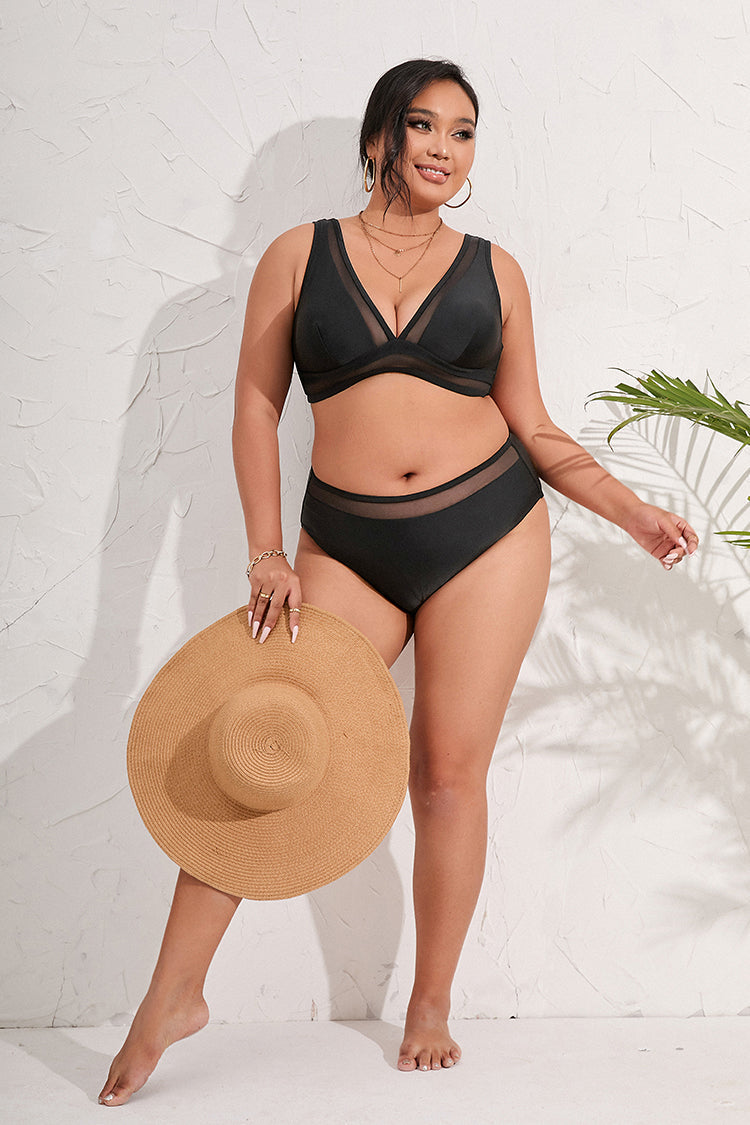 Arizona Road Trip Mesh V-Neck & Mid Rise Hipster Plus Size Bikini Set