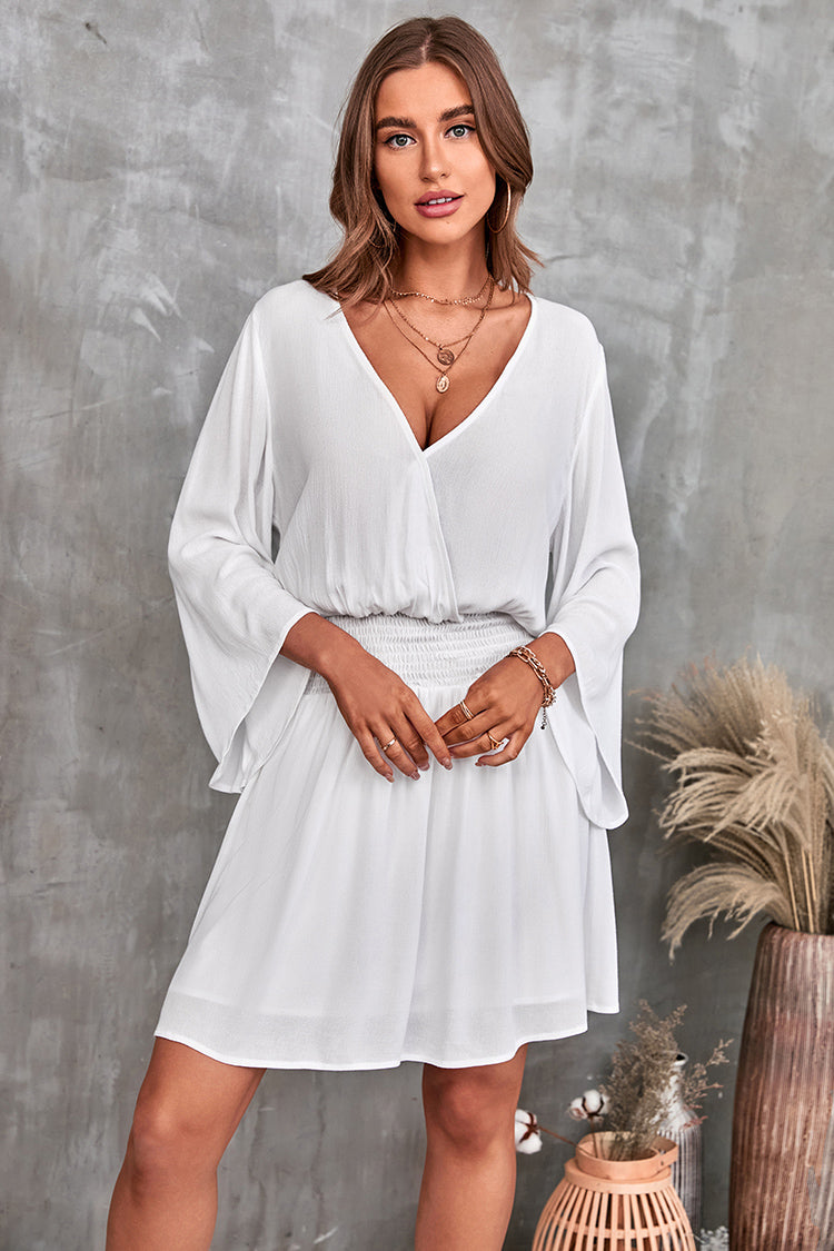 Coralie V-neck Bell Sleeve Ruffle Dress