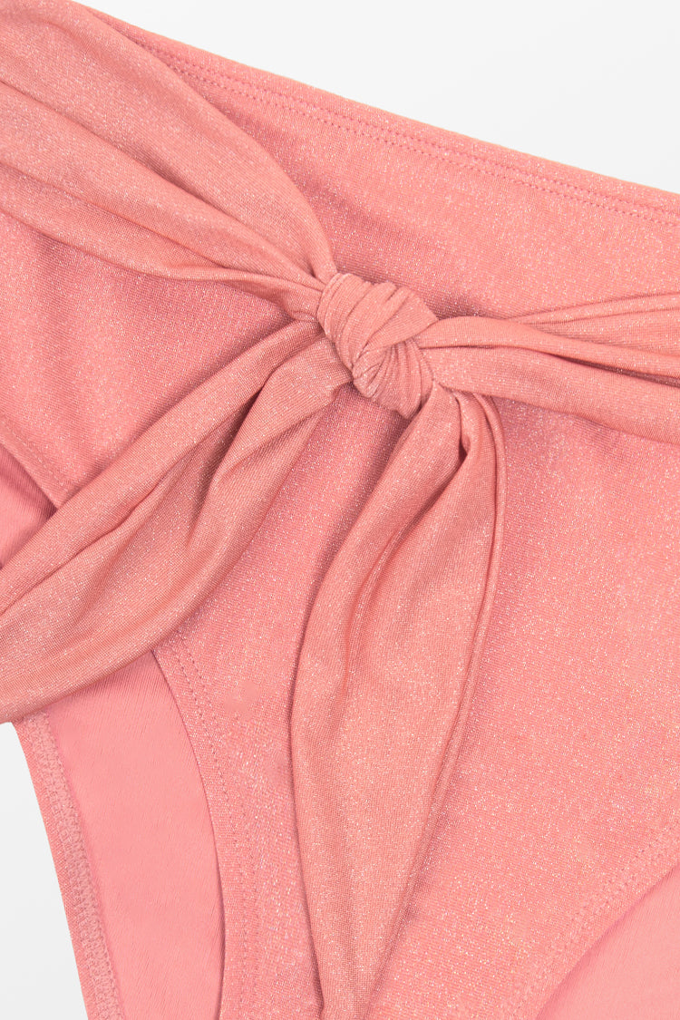 Noelia Pink Mid Waisted Belt Bikini Bottom