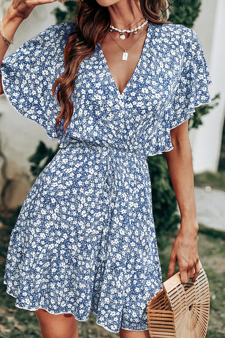 Luciana Ditsy Floral Surplice Flared 