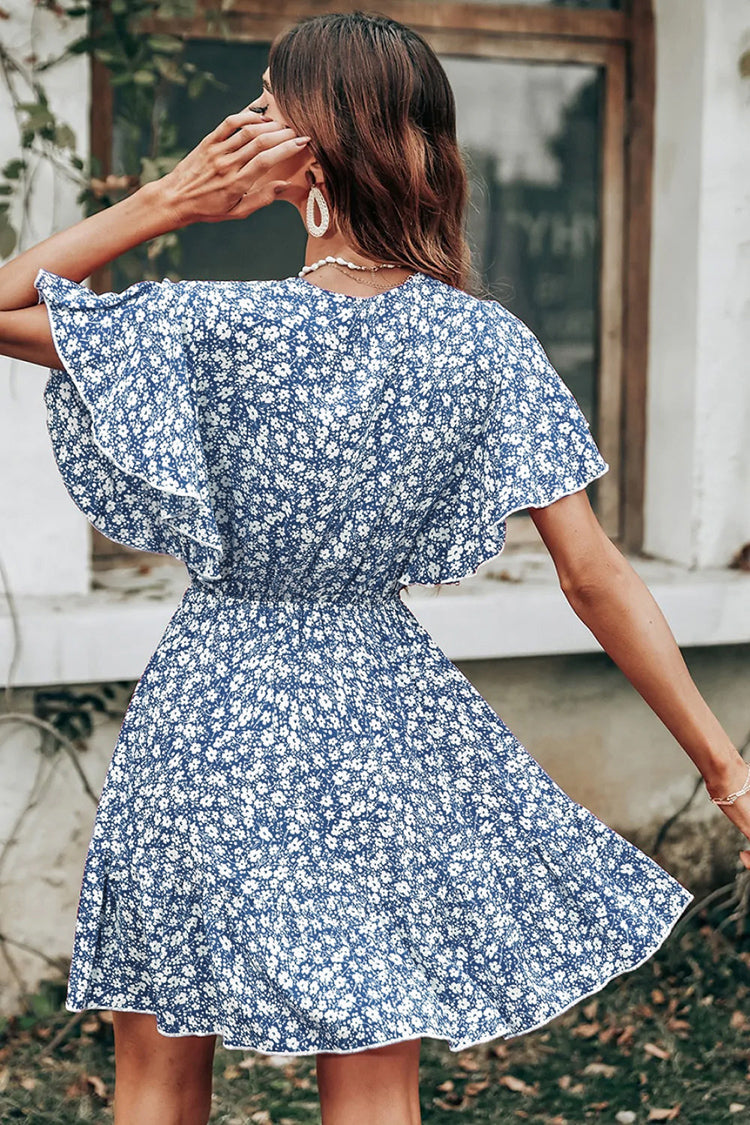 Luciana Ditsy Floral Surplice Flared 