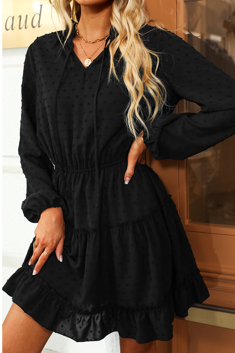 Reina Flounce Drawstring Mini Dress Without Belt