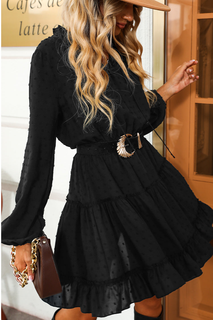 Reina Flounce Drawstring Mini Dress Without Belt