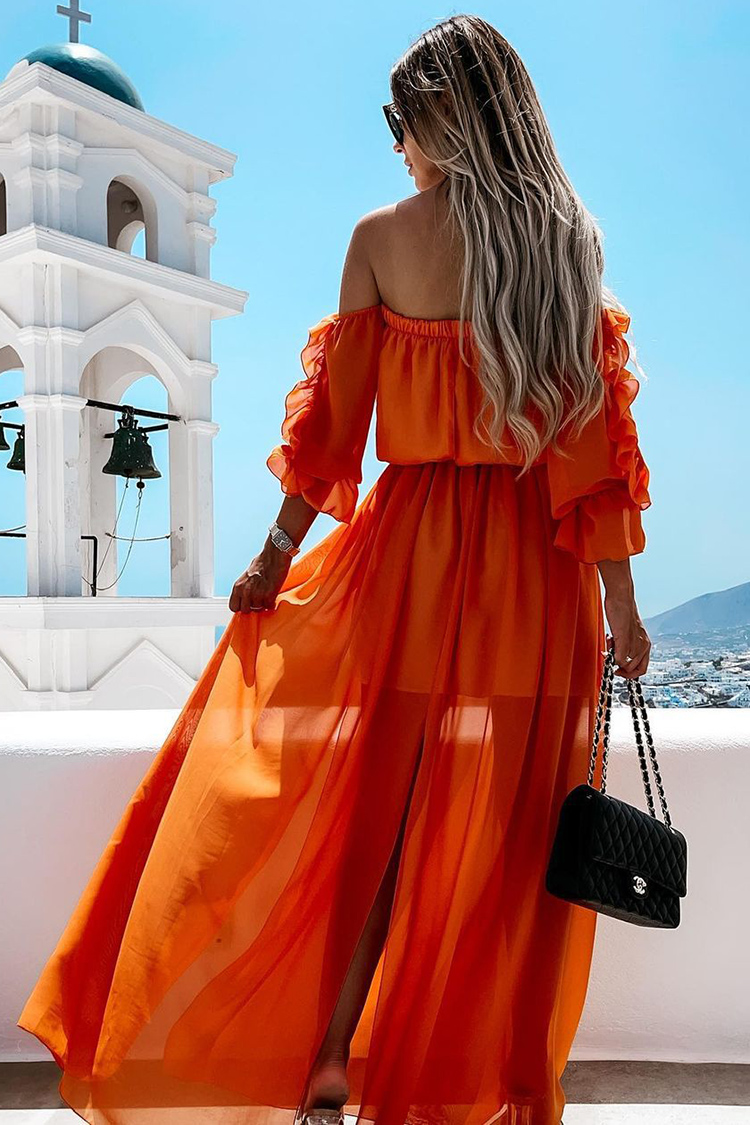 Mckinley Half Sleeves Elastic Waist Ruffle A-Shape Dress