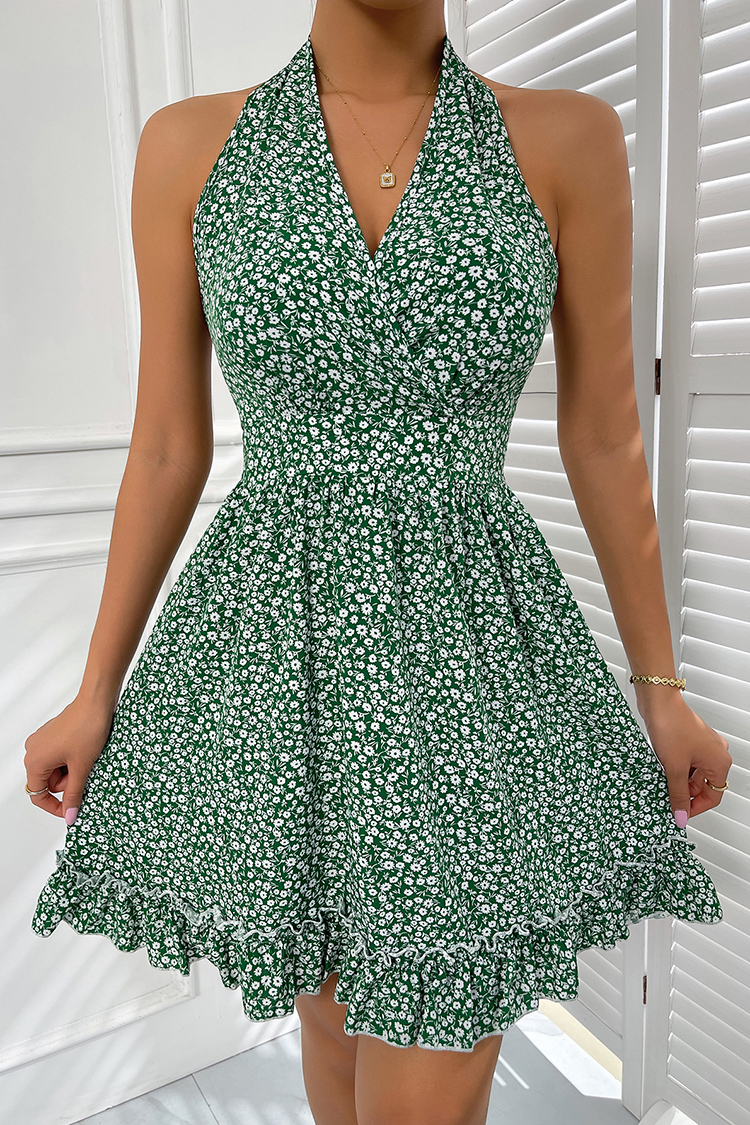 Thalia V-neck Sleeveless Halter Neck Off-shoulder Dress