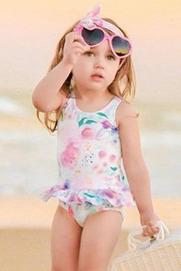 Rose Floral One Piece Swimsuit For Toddler Girls And Girls