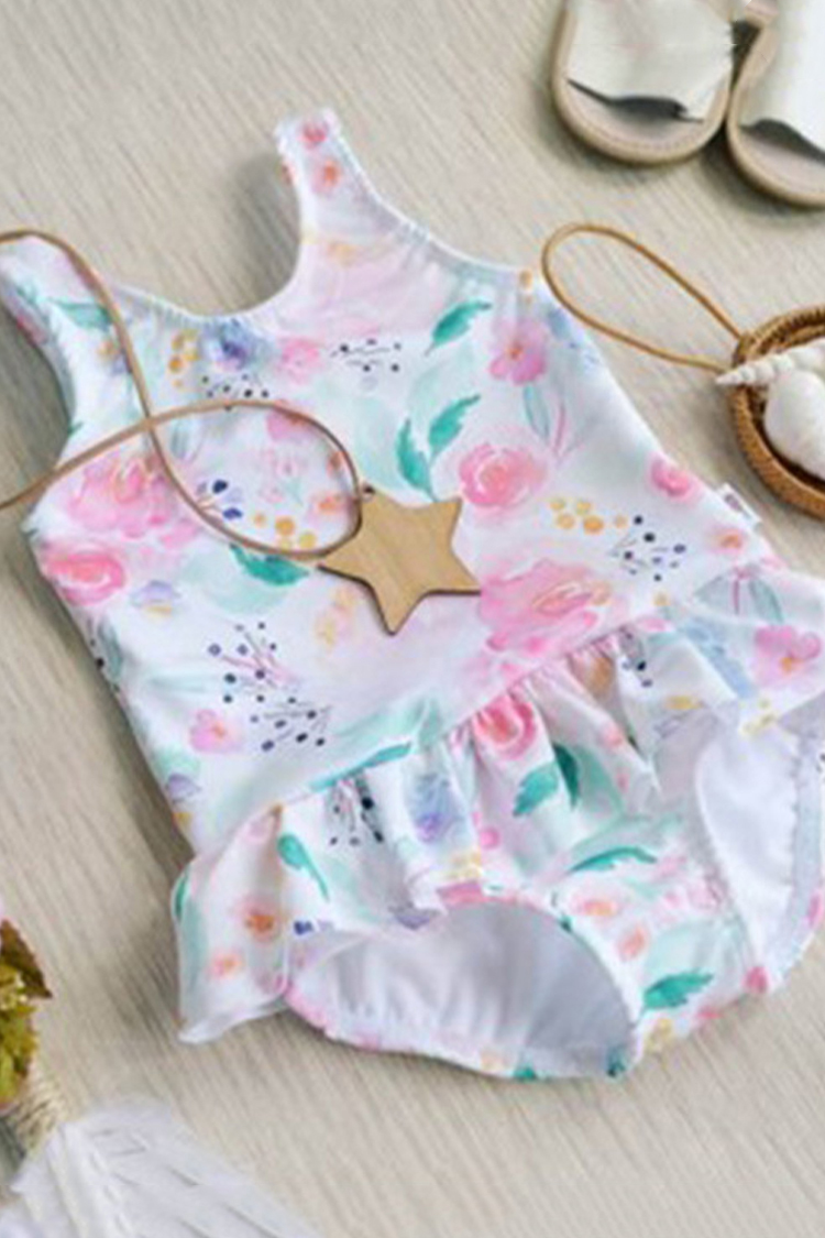Rose Floral One Piece Swimsuit For Toddler Girls And Girls