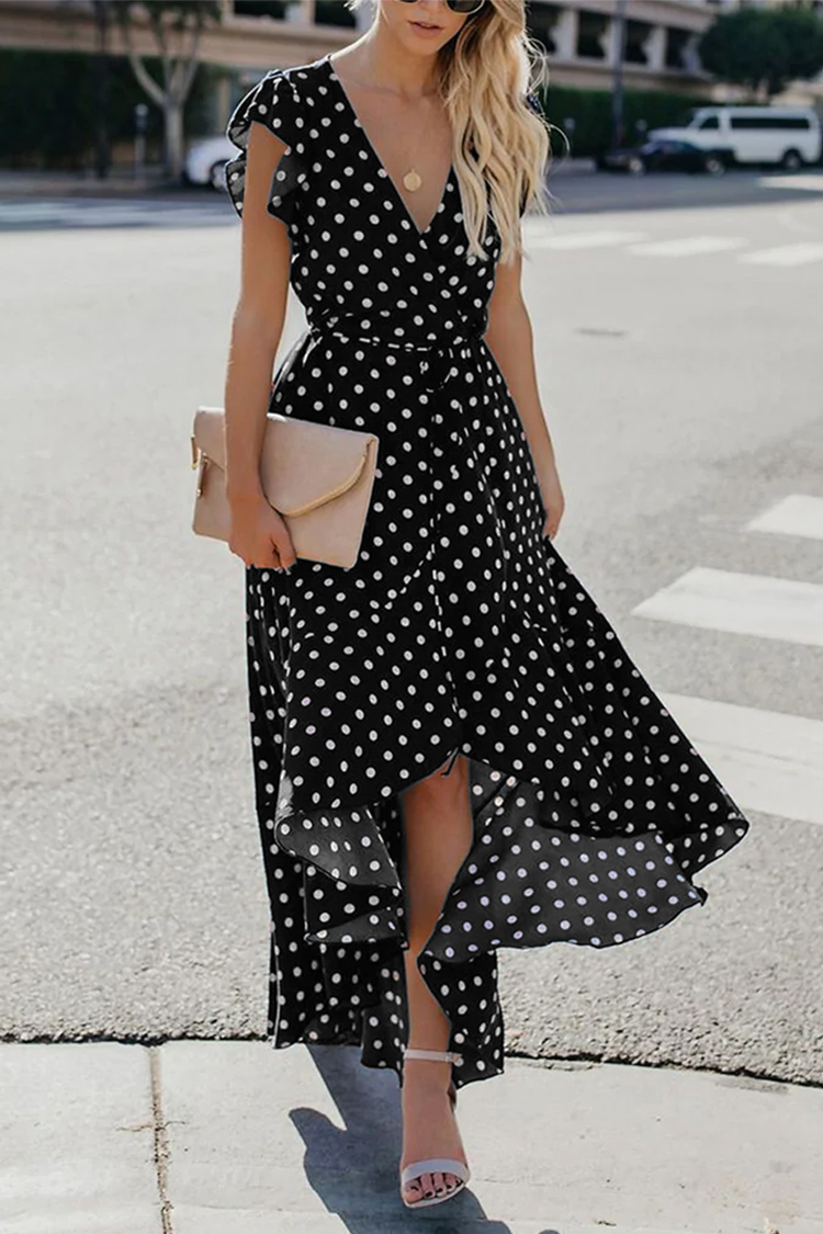 Alaia V-neck Short Sleeve Lace Up A-shape Dress